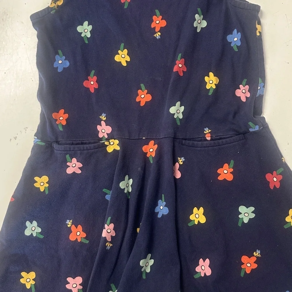 Hanna Andersson Pocket Flutter Sleeve Flower Dress Navy 6/7